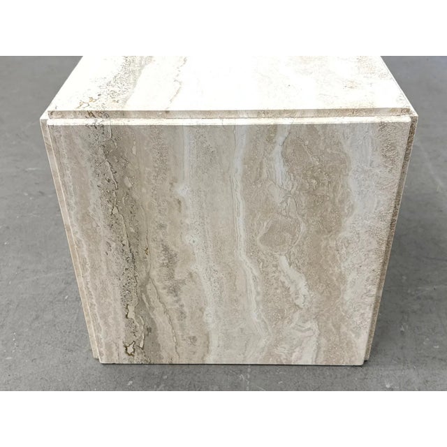 Modern Vintage Italian Modern Travertine Cube Side Table or Pedestal For Sale - Image 3 of 8