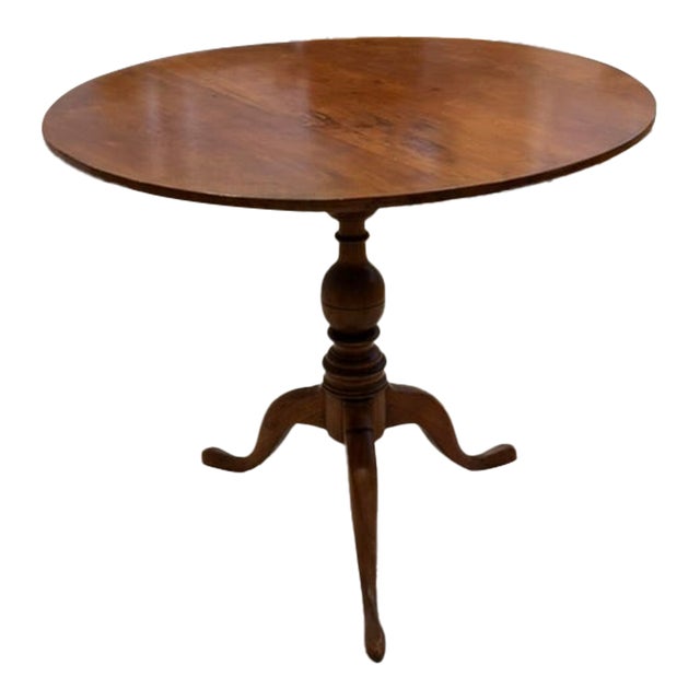 Antique Queen Anne Pad Foot Birdcage Round Tilt-Top Table For Sale