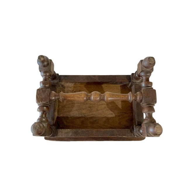 Antique French Provincial Carved Oak Joint Small Stool or Riser For Sale - Image 9 of 15