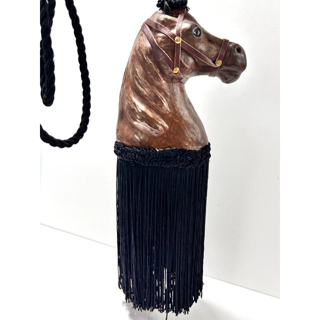 Textile Vintage Leather Horse Head Tassel Tieback – Equestrian Curtain Lamp Decor For Sale - Image 7 of 12