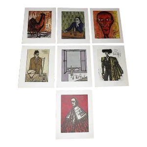 Authentic Vintage Signed/Dated Mid 20th Century Modern Bernard Buffet Large Folio Lithographs - Set of 7
