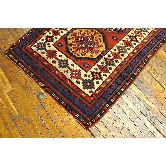 1890s Red Geometric Tribal Antique Caucasian Talish Rug '6" X 8'8" Handknotted Wool Carpet For Sale - Image 4 of 5