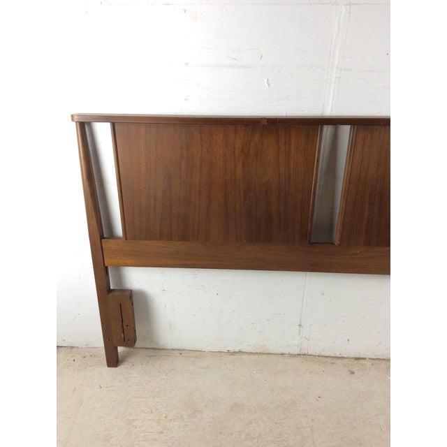1960s Mid Century Modern Walnut Headboard With Turned Wood Frame For Sale - Image 5 of 18