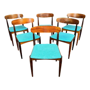 Set of 6 Vintage Danish Mid Century Modern Rosewood Dining Chairs by Johannes Andersen