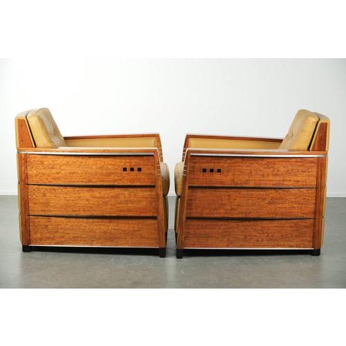 Luxurious set of two beautiful yellow cowhide leather Art Deco design armchairs by Schuitema, model Frank, from the...