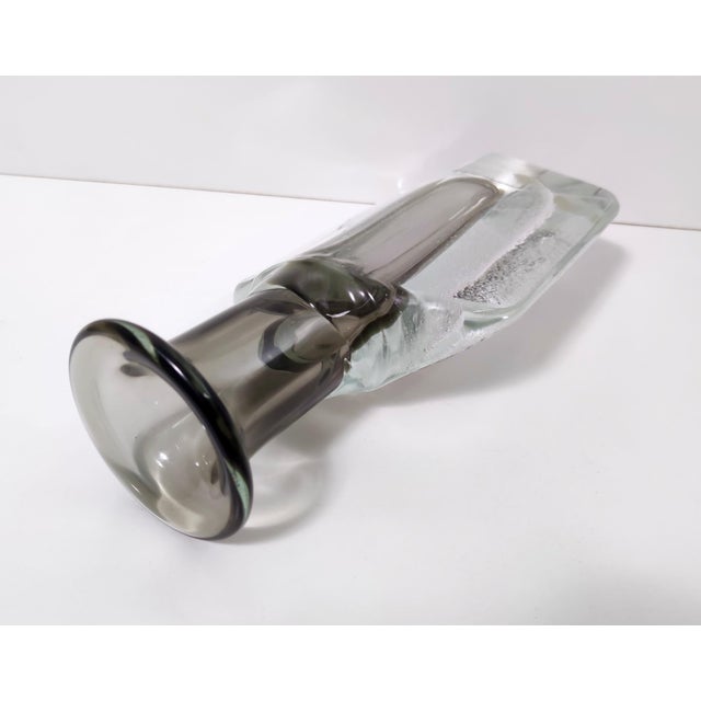 1980s Transparent and Grey Sommerso Murano Glass Vase, 1980s For Sale - Image 5 of 14