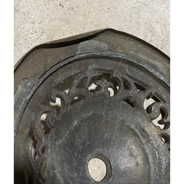 Art Nouveau Antique Art Nouveau Style Decor Holes Bronze Ceiling Light Plate For Sale - Image 3 of 4