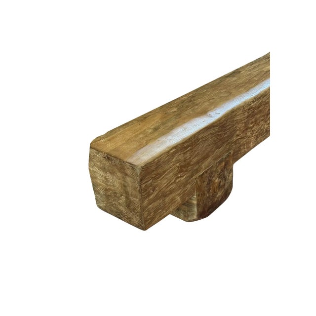 Monumental Solid Teak Wood Bench Modern Organic, Stunning Wood Textures For Sale - Image 6 of 7