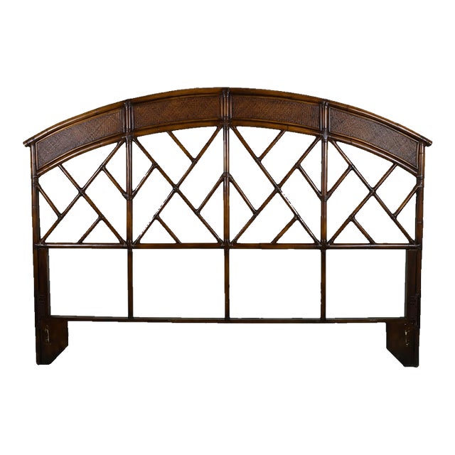 Fretwork Rattan King Headboard For Sale