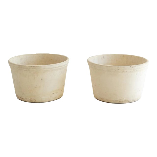 Vintage Cream Texas Clay Planters, Pair For Sale