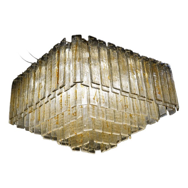 Large Handcrafted Murano Glass Prism Waterfall Chandelier, 1970s For Sale