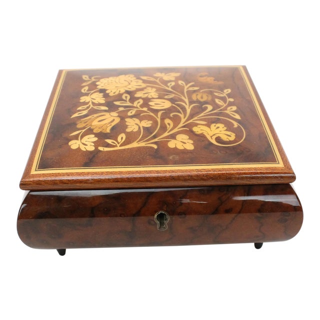 Sorrento Italian Burlwood Music Jewelry Box With Key Chairish