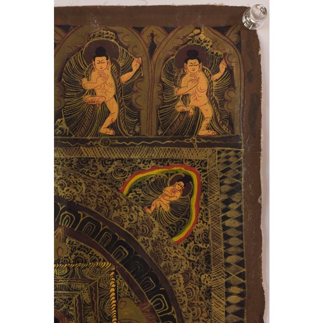 Vintage Hand Painted Tibetan Scrolls, Set of 2 For Sale - Image 6 of 18