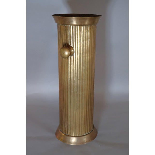 Traditional Italian Mid-Century Fluted Brass Traditional Cane and Umbrella Stand For Sale - Image 3 of 5