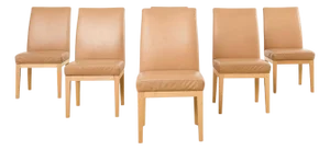Set of Six De Sede Camel Leather Parsons Dining Chairs