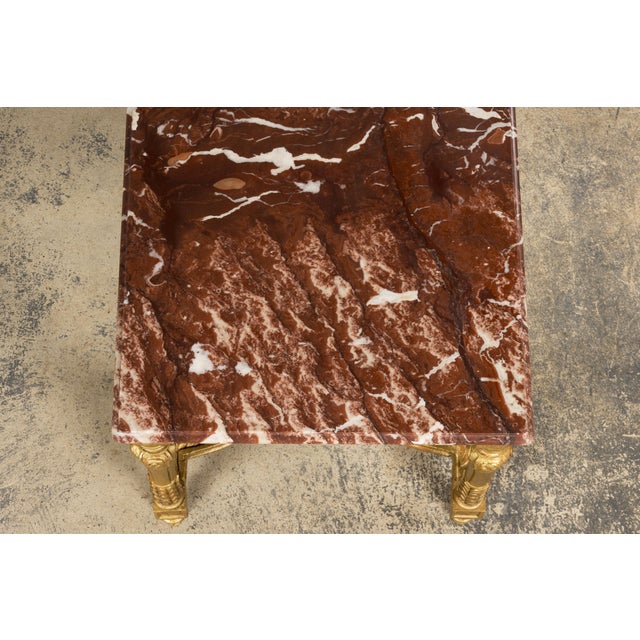 Mid 19th Century French Napoleon III Giltwood Coffee Table With Rouge Marble Top, Provence For Sale - Image 17 of 18
