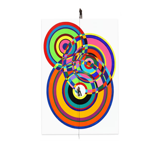 Concentric Circles - Colorful Abstract Figurative Sculptural Modern Original Artwork by Jamie Burmeister For Sale