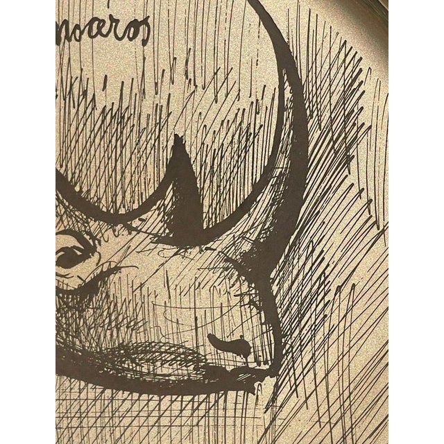 Silver Rhinoceros Plate by Bernard Buffet, 1977 For Sale - Image 6 of 11