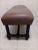 Traditional 1980s Upholstered Bench With Turned Legs Leather Seat Brown Dark Wood Frame For Sale - Image 3 of 5