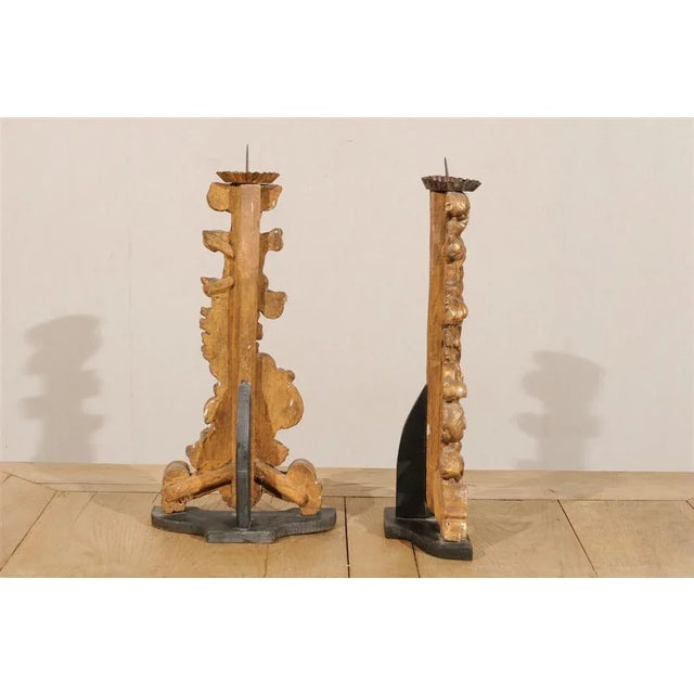 19th Century Italian 19th Century Gilded Candlestick Fragments - A Pair For Sale - Image 5 of 5