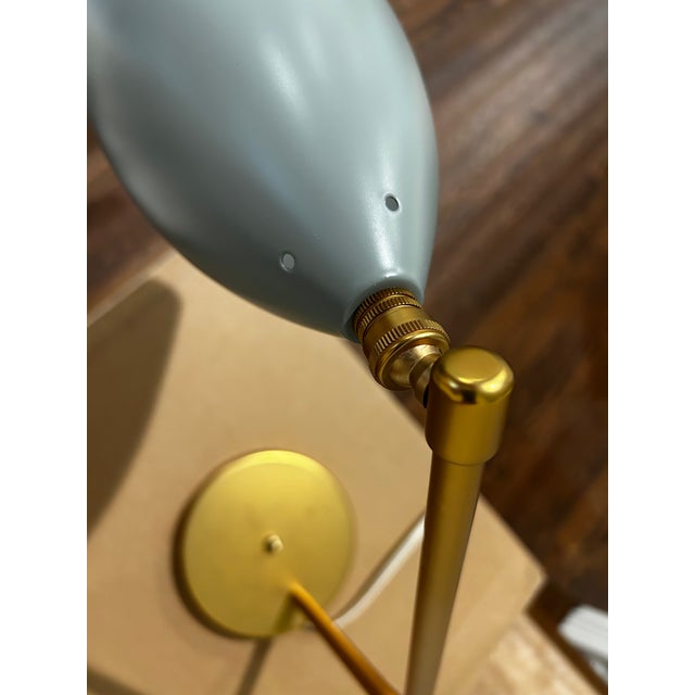 Brass Mid-Century Modern Gubi Gräshoppa Table Lamp in Blue Grey, Greta Grossman Design For Sale - Image 8 of 13