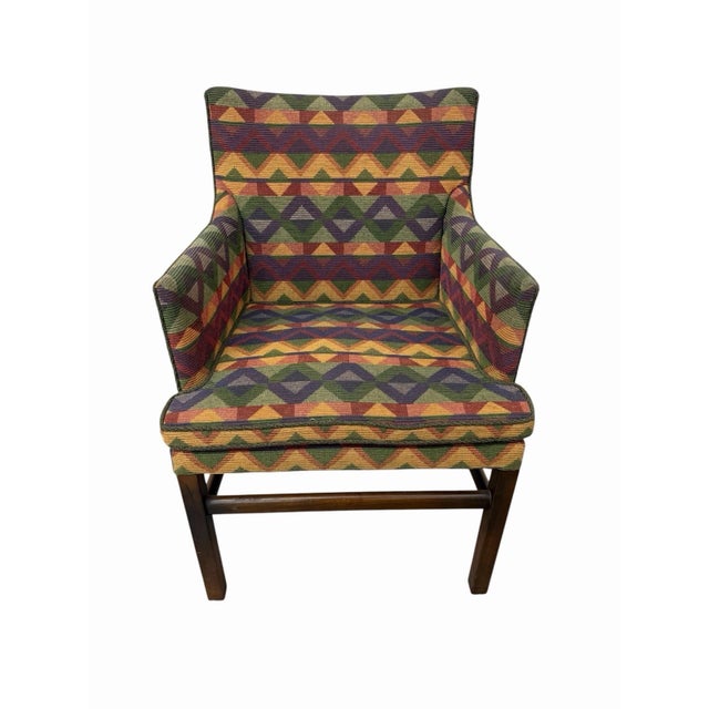 Dunbar Furniture Vintage Dunbar Style Geometric Upholstered Dining Chairs - Set of 6 For Sale - Image 4 of 9