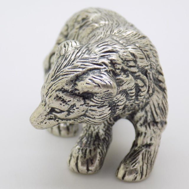 Large Vintage Italian Handmade Silver Brown Bear Cub Figurine, Novara, 1970s For Sale - Image 10 of 16