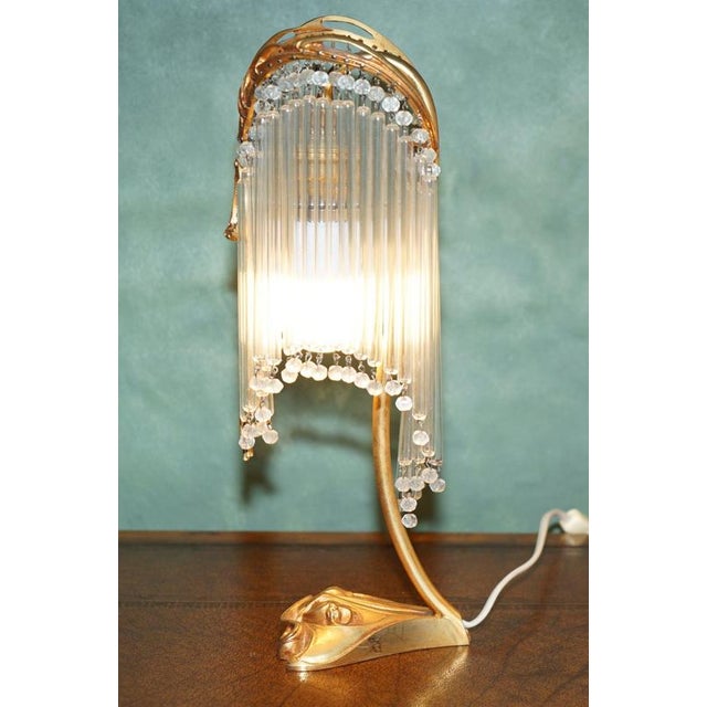 Vintage Art Nouveau Gilt Bronze and Glass Table Lamps by Hector Guimard, 1920, Set of 2 For Sale - Image 10 of 18