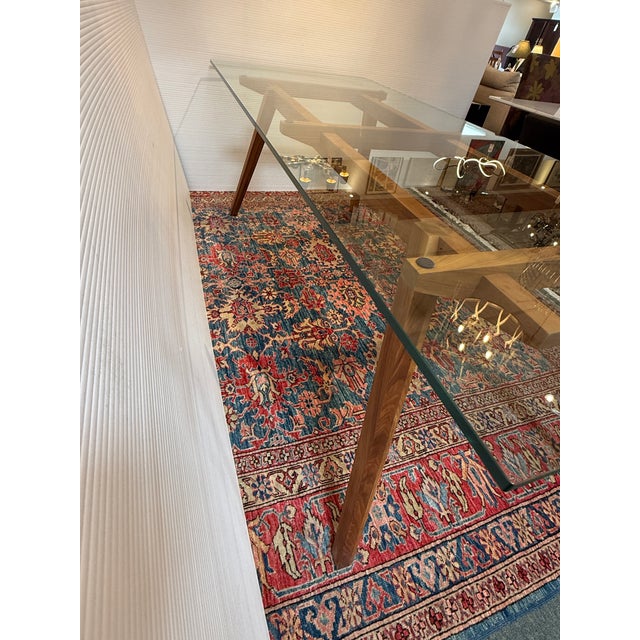 Organic Modernism Walnut Wood + Glass Dining Table For Sale - Image 11 of 12
