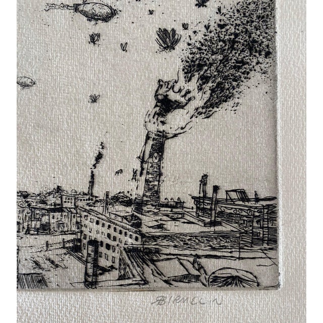 Realism Robert A. Birmelin, The Burning Tower, American Modernist Abstract Landscape Etching For Sale - Image 3 of 6