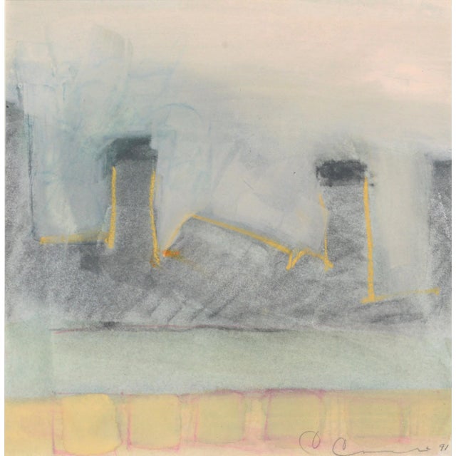 Skyline against of a pink sunset by San Francisco artist Chris Cacciotti (American, 20th Century). Signed and dated "C...
