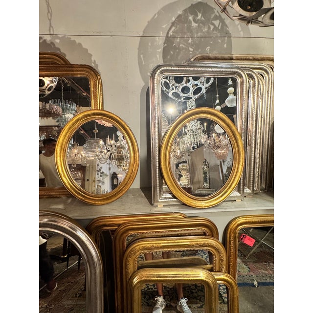 French Louis Philippe Oval Giltwood Mirrors For Sale - Image 9 of 11