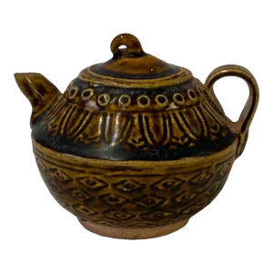 Chinese Ware Brown Glaze Pattern Ceramic Jar Vase Display Art