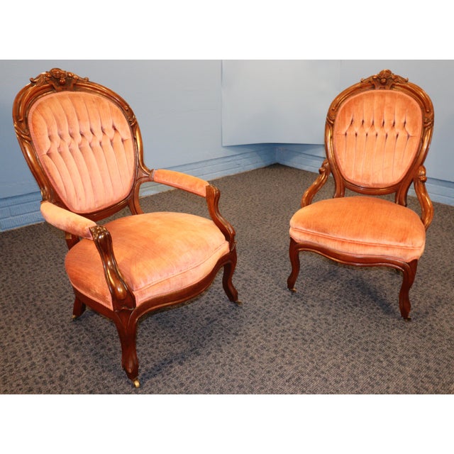 Wood Late 18th Century French Rococo Revival "Gentleman and Lady's" Chairs For Sale - Image 7 of 16