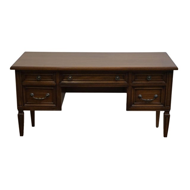 Neoclassical Mount Airy Solid Cherry Italian Provincial Style 54" Writing Desk For Sale - Image 3 of 12