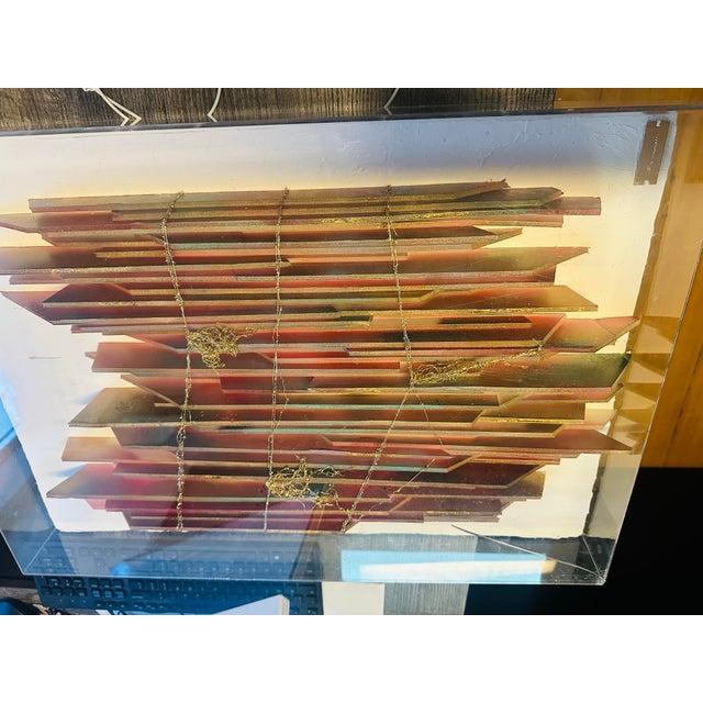 1980s "Original Joan Weinberg (Macramates) Mixed Media Textile Art in Acrylic Box Case - 1980s". For Sale - Image 5 of 12