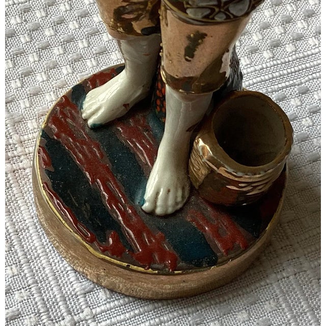 Antique Japanese Satsuma Porcelain Figurine – Hand-Painted & Marked For Sale - Image 4 of 9