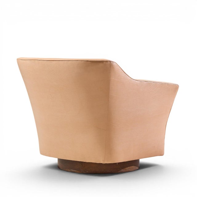 Edward Wormley for Dunbar Style Mid Century Walnut Swivel Lounge Chairs - Pair For Sale - Image 10 of 12