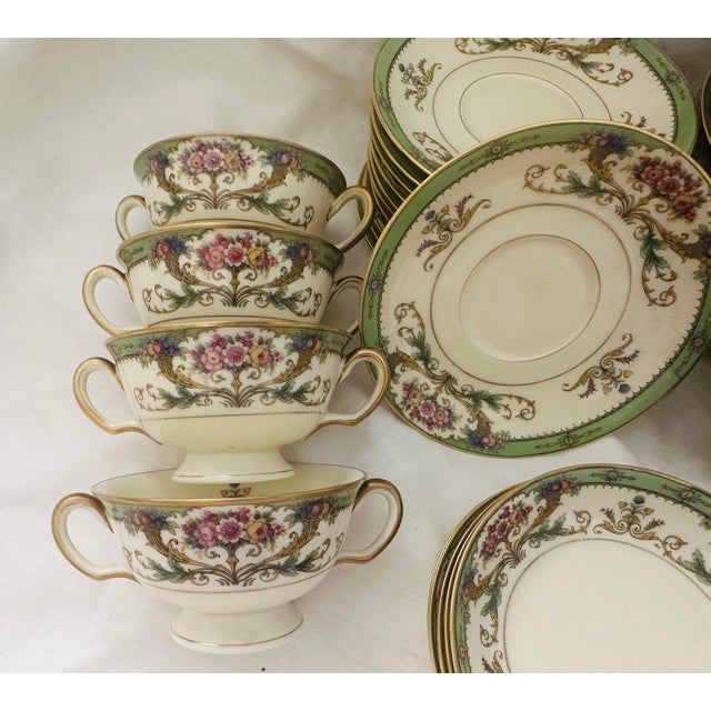 Shabby Chic Vintage Black Knight "Hathaway" 34 Piece China Set For Sale - Image 3 of 11