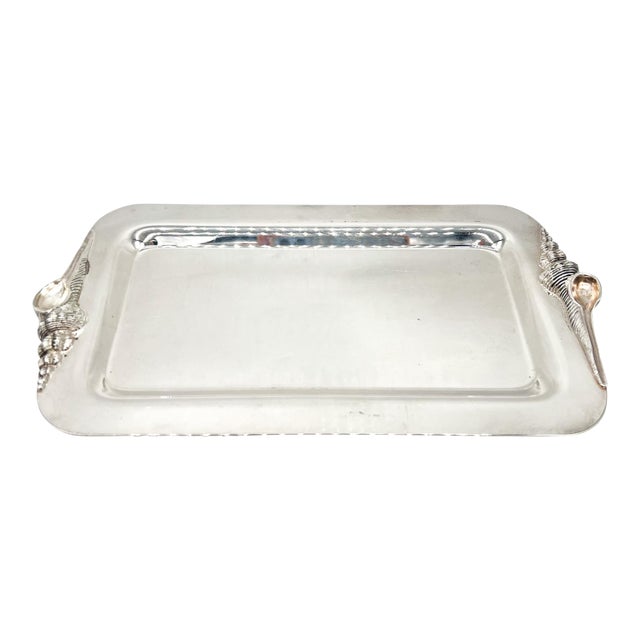 Vintage Gorham Silverplate Shell Handle Serving Tray — Coastal / Hollywood Regency For Sale