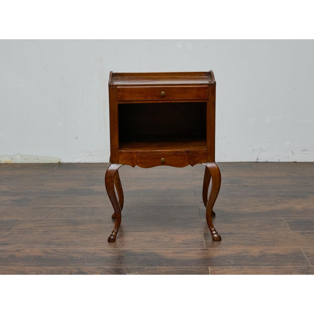 19th Century French Louis XV Walnut Nightstand with Tray Top and Hoof Feet, 19th Century For Sale - Image 5 of 12