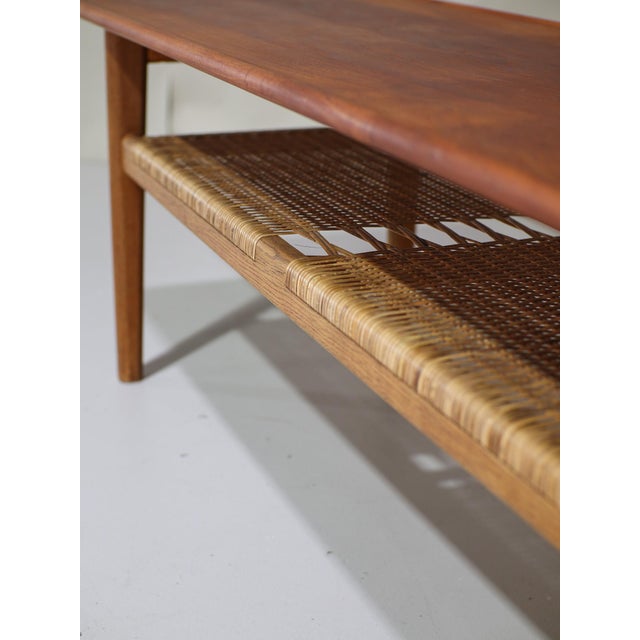 AT10 Coffee Table in Teak, Oak and Cane by Hans J. Wegner for Andreas Tuck, Denmark, 1950s For Sale - Image 9 of 18