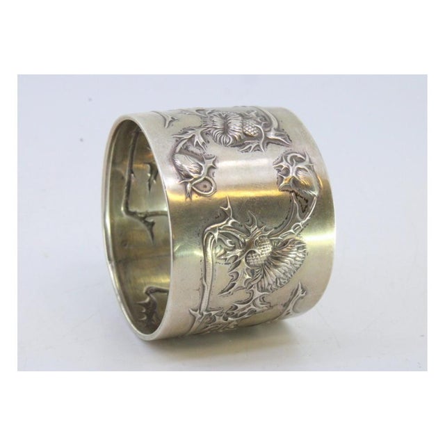 Silver Napkin Ring with Art Nouveau Style Applications and Reliefs For Sale - Image 4 of 6