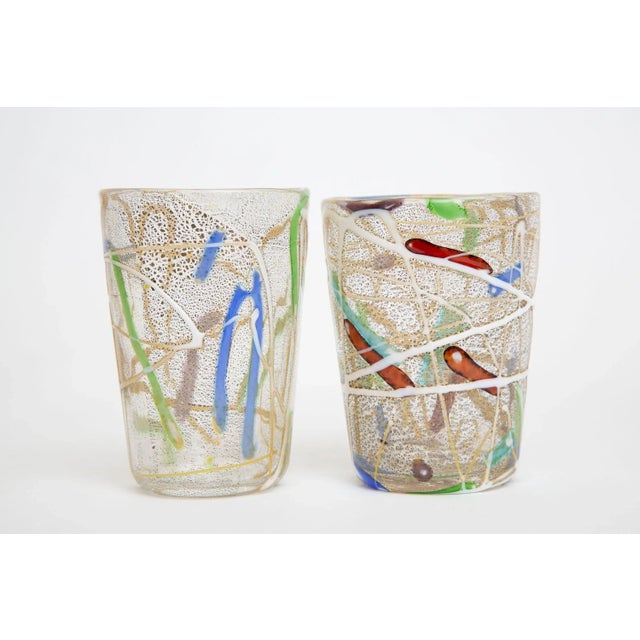 Vintage Italian Murano Style Hand Blown Abstract Glasses Barware Set of 6 90's For Sale In Miami - Image 6 of 13