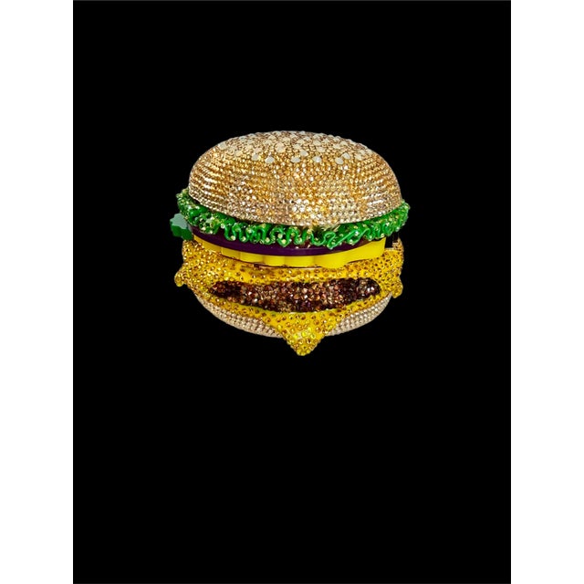 21c Judith Leiber Cheese hamBurger Crystal Gold Minaudiere Evening Clutch Shoulder Bag For Sale - Image 13 of 16