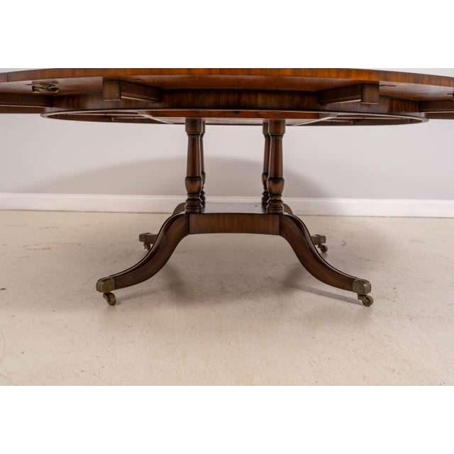 Brown Maitland-Smith Round Dining Room Table With Perimeter Leaves For Sale - Image 8 of 18