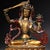 This is an exquisite antique gilt-bronze statue of Manjushri, the Bodhisattva of Wisdom in Mahayana and Vajrayana...
