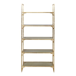Italian Shelving Display in Faux Bamboo Brass, 1970s For Sale