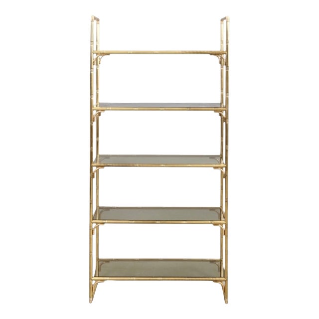 Italian Shelving Display in Faux Bamboo Brass, 1970s For Sale