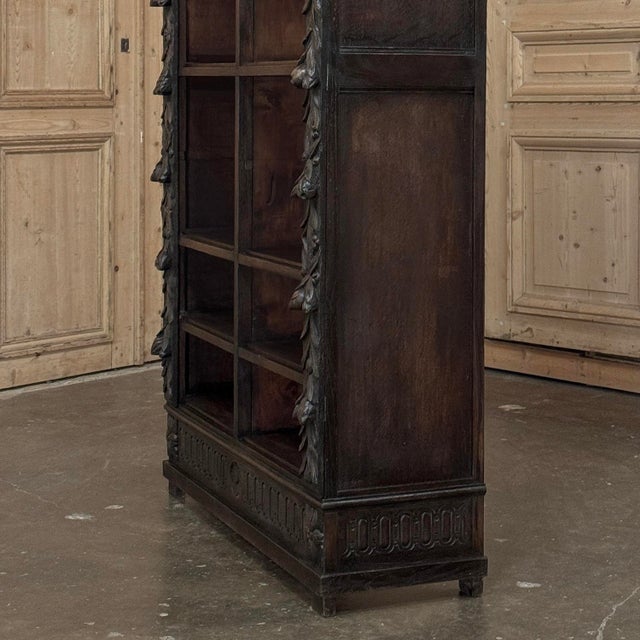 19th Century Renaissance Revival Carved Oak Barrister's Bookcase For Sale - Image 16 of 18